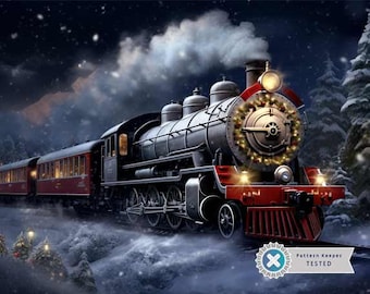 Winter's Journey, Polar Train, Full Coverage Cross Stitch Pattern, Instant Download PDF, Counted Cross Stitch, Embroidery Art