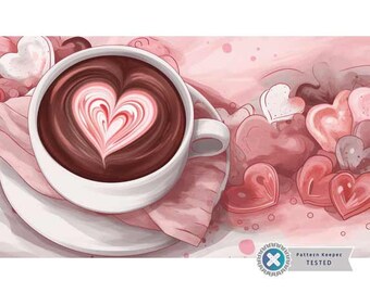 I Love You A Latte, Full Coverage Cross Stitch Pattern, Download, PDF, Counted Cross Stitch, Embroidery Art, Pattern Keeper Compatible