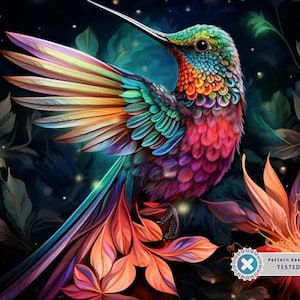 Hummingbird Wall Art, Full Coverage Cross Stitch Pattern, Pattern Keeper Compatible, , Instant PDF Download, Embroidery Art
