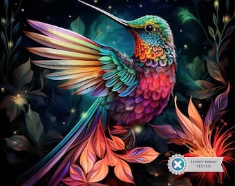 Hummingbird Wall Art, Full Coverage Cross Stitch Pattern, Pattern Keeper Compatible, , Instant PDF Download, Embroidery Art
