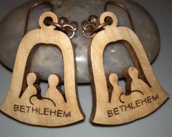 Olive Wood Bethlehem Nativity Earrings