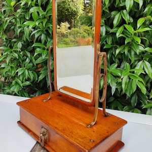 Antique mirror Victorian - 19th century wooden toilet / vanity mirror vintage Dutch farmhouse English mansion - Timeless Antique Treasure