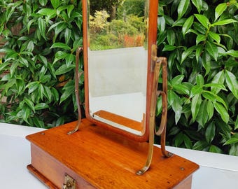 Antique mirror Victorian - 19th century wooden toilet / vanity mirror vintage Dutch farmhouse English mansion - Timeless Antique Treasure