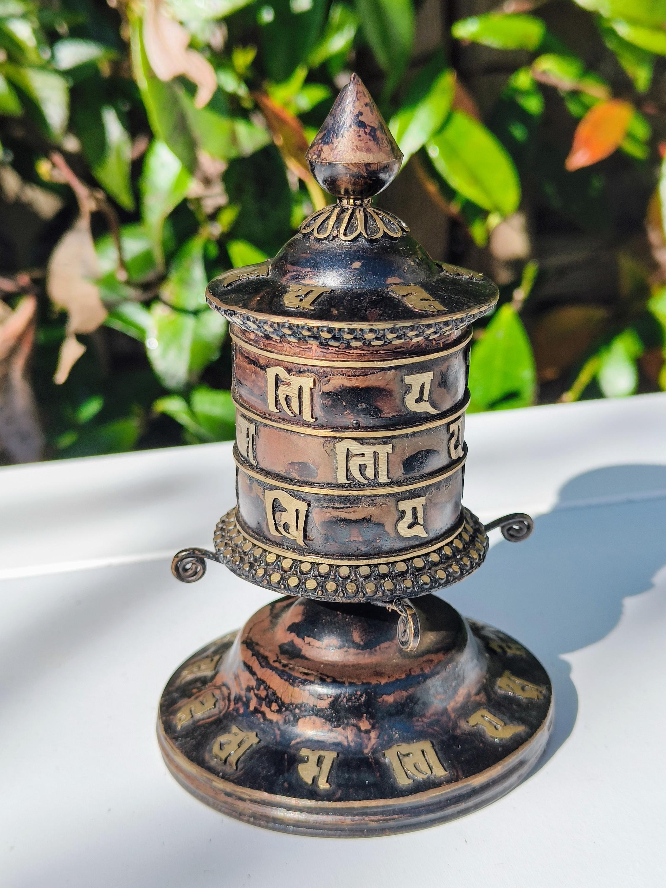 Vintage Tibetan Buddhist Prayer Wheel – Copper & Brass With