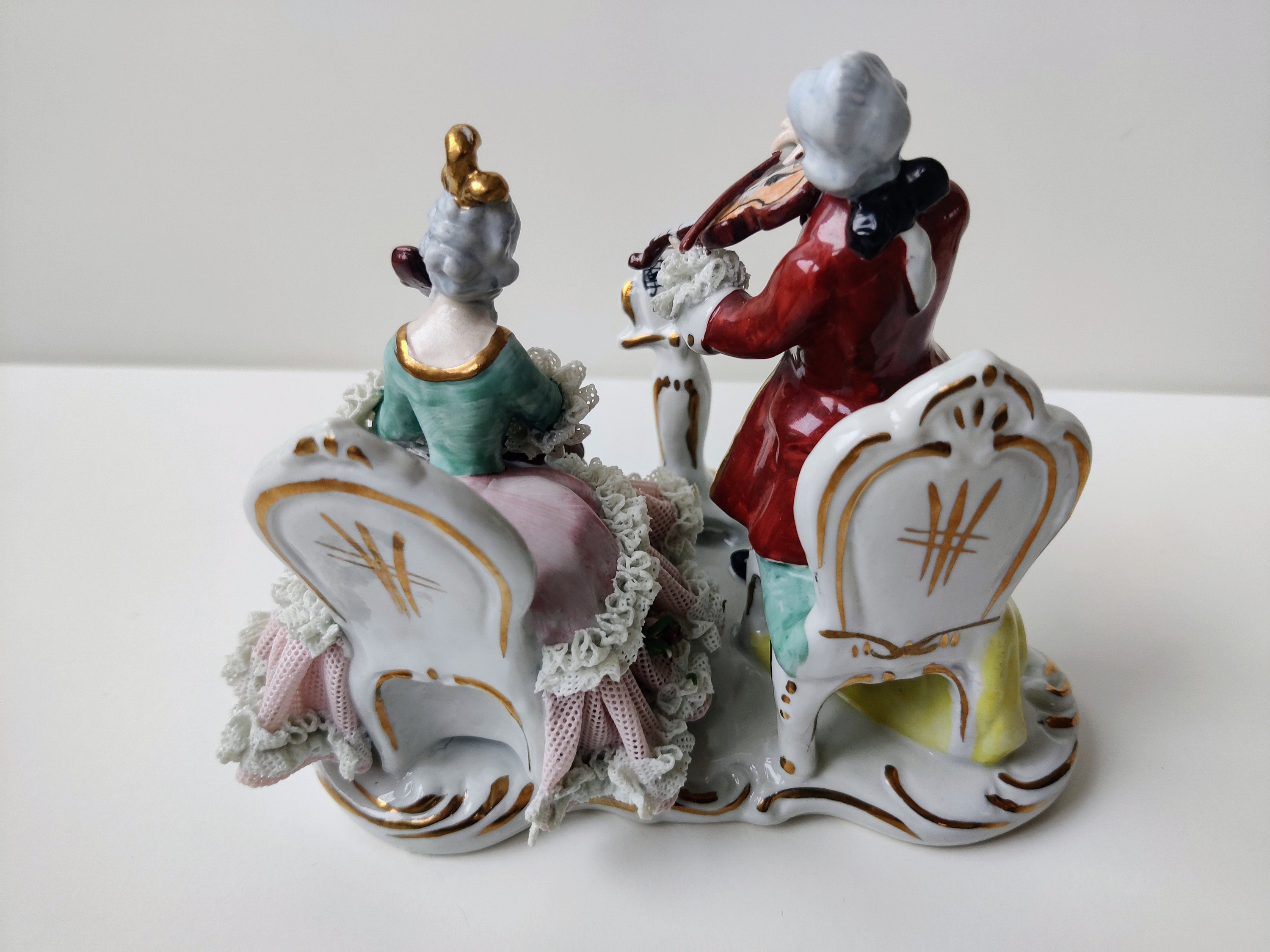 【VINTAGE】IRISH DRESDEN チェロ 3 RARE Vintage/Antique MV Irish Dresden Porcelain Cherub
