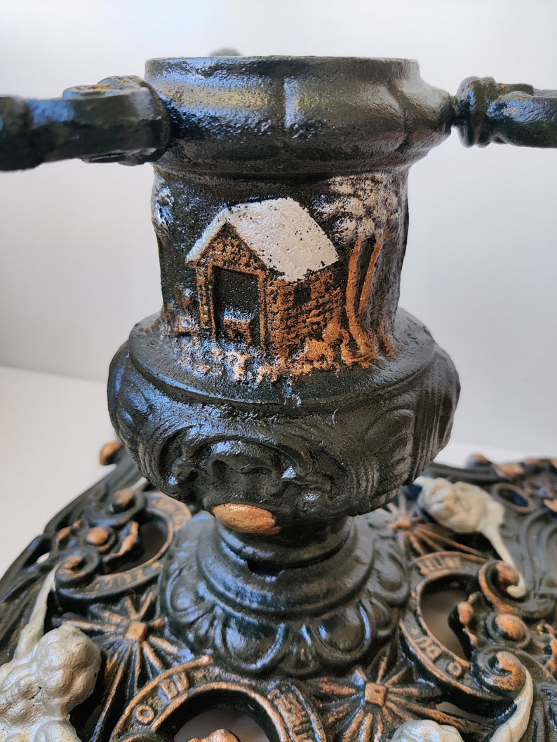 Antique Christmas Tree Stand French Tree Stand Angel Pine Green Cast