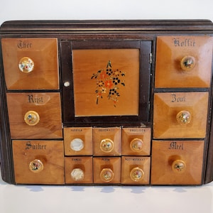 Antique Dutch spice cabinet / spice rack - Vintage Dutch kitchen decor - Wood - Dutch Art Nouveau