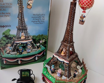 Enesco Music box - I love Paris - Musical - Vive La France - Montmarte - Deluxe multi-Action musical - Eiffel Tower mime Parisian