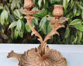 Antique Candelabra Chandelier for Two Candles –Late Victorian to Early Art Nouveau Centerpiece – Elegant Decorative Accent for Home or Event