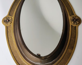 Antique mirror exclusive home decor - Arts and crafts Art Deco - Oval wall copper mirror