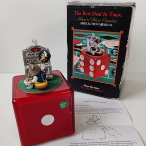 Enesco Vintage Music Box - The Best Deal in Town -  Mice&#39;n &#39;Dice Casino - We&#39;re in the money - Mini Action musical wind up - Gambling mice