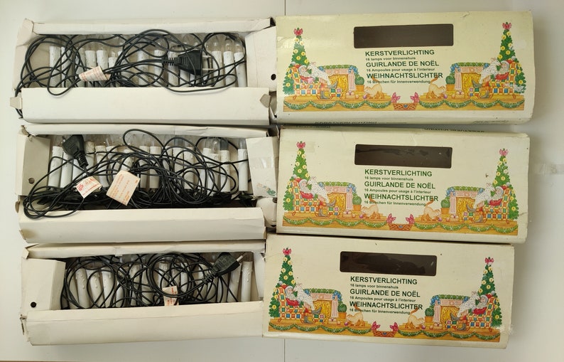 Vintage Dutch Christmas decoration Lights babykaars kerstboom garnituur Splendor Christmas tree lights candles 1960 / 1970 3 strings image 1