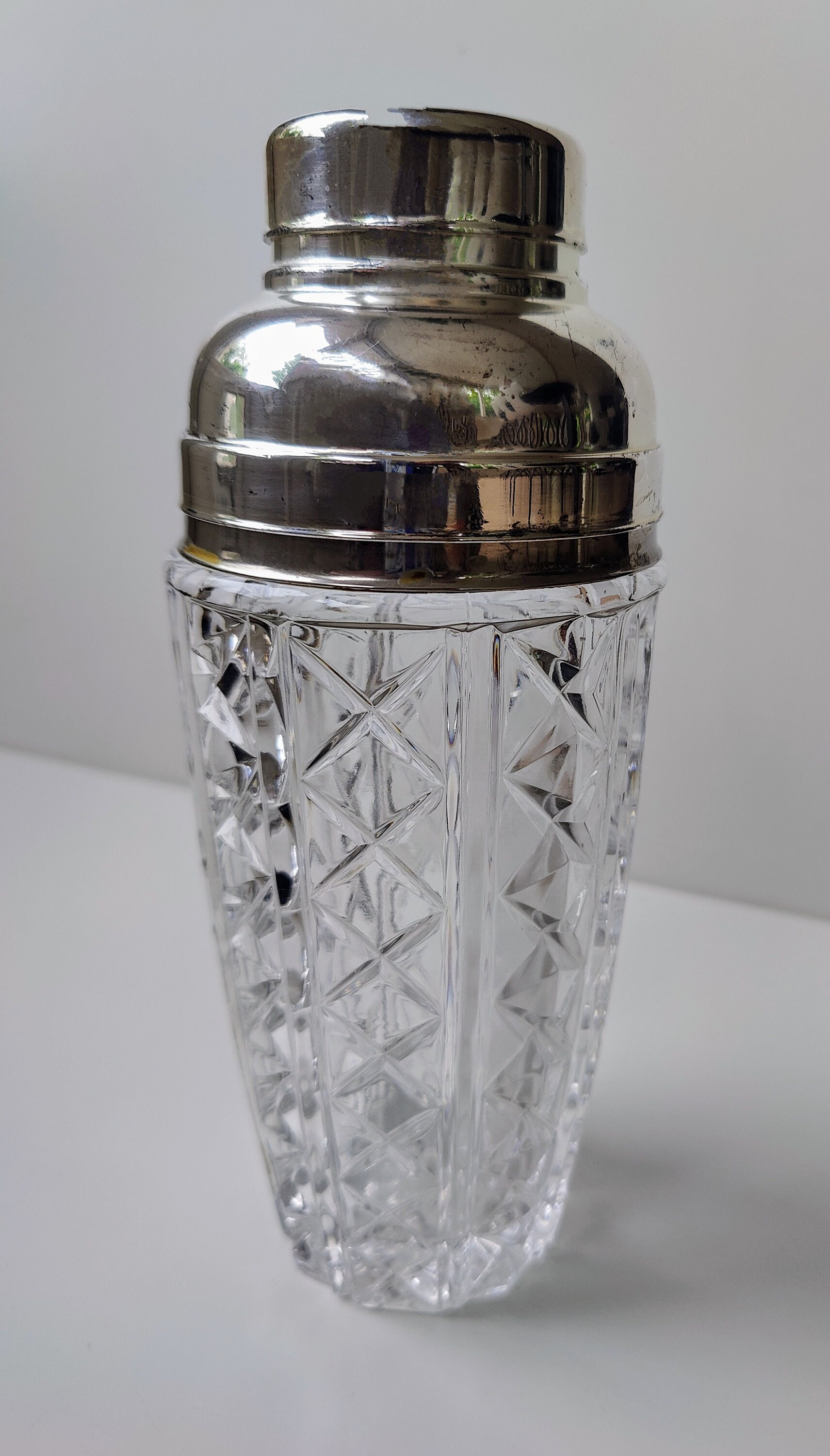 Art Deco crystal cocktail shaker - vintage bar equipment