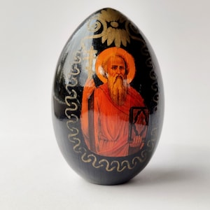 Icoon ei, Jezus Christus - Handbeschilderd en gesigneerd - Hout - 19e eeuw egg icon