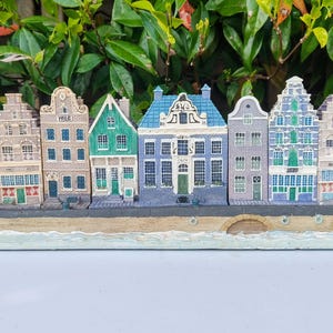 Miniature Amsterdam canal houses platteau - grachtenpanden Dutch - doll houses decoration KLM houses lookalike 1996 Blokker Vintage ceramic
