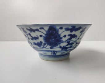 Chinese Blue and White porcelain bowl - makers mark - Kangxi Dynasty China Antique Qianlong dynastie - Qing - Yongzheng -  1800 s