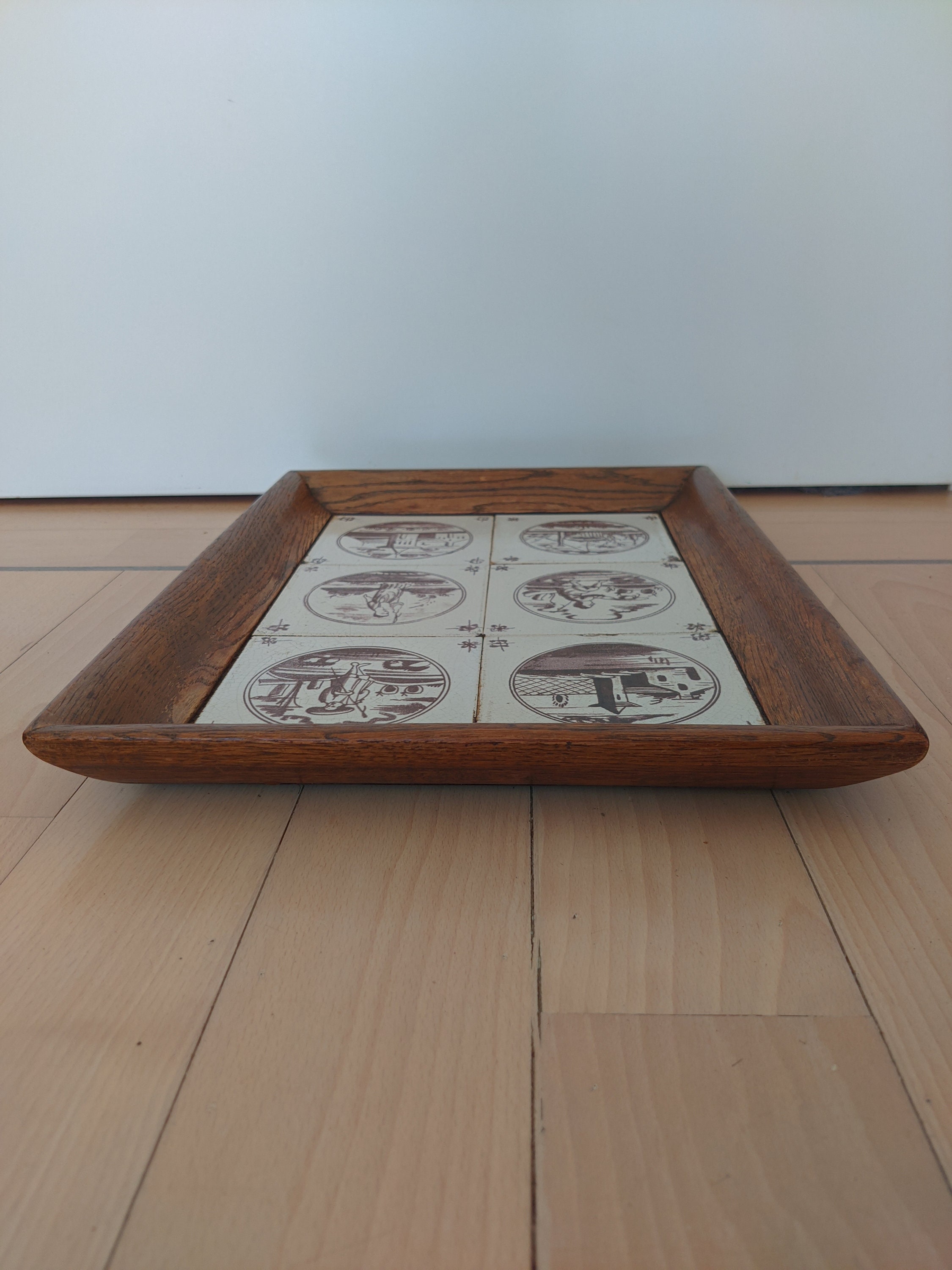 Antique Dutch Tile Tray - 18th Century Manganese - Dutch, Biblical