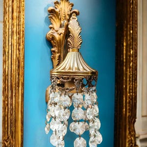 French Antique wall light - gold with crystal - Empire style Majestic Versaille Paris Apartement