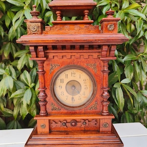Junghans Alarm Mantel Clock- Antique castle shaped clock - 1890 - 1910 Germany - table clock mantel clock - Gründerzeit pendule