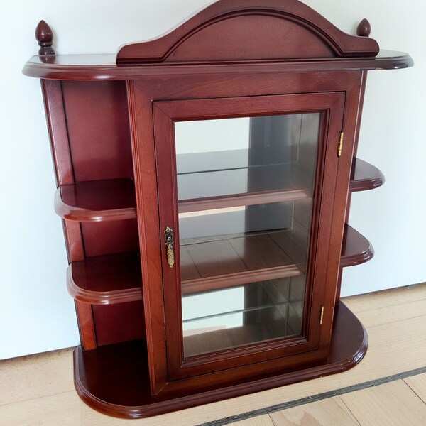 Antique Dutch wood and glass display cabinet - mahogany wood - hanging display case - 1900 English countryhouse Exclusive
