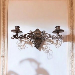 Art Nouveau Jugendstil - wall mounted chandelier / wall sconce - candle holder - brass copper - Elegant French Wall Decor light Candelabra