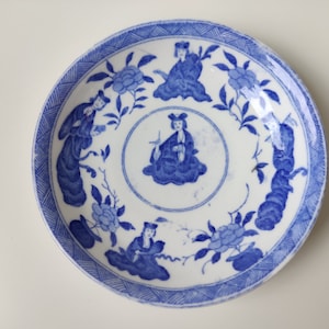 Chinese Blue and White porcelain plate / saucer - Kangxi Dynasty style - China Vintage Qianlong - Qing - Yongzhen- Antique chinoiserie