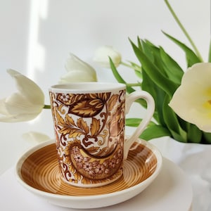Royal Sphinx Maastricht Petrus Regout - Florale antieke kop en schotel - dutch cup and saucer tableware antique crockery