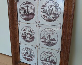 Antique Dutch Tile Tray - 18th Century Manganese - Dutch, Biblical