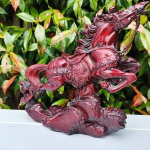 Feng Shui Red Horse Statue – Galloping Victory Horse – Resin Sculpture – Chinese Energy Symbol of Success and Speed – Epoxy Decor
