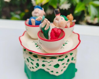 Enesco Wind-up Music Box - Teacup & Mice Tea for Two - A Cup of