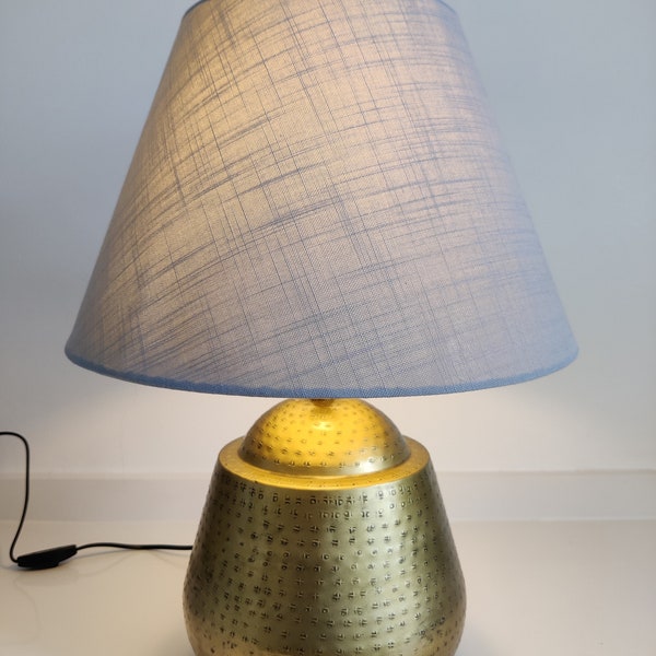 Dutch Design table lamp - exclusive home interior - blue shade with golden base Asian