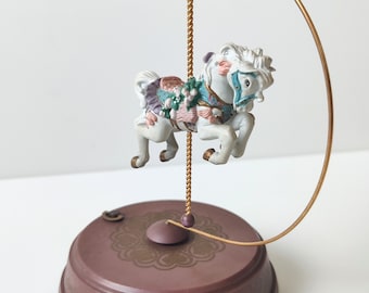 Enesco Mice Vintage Music Box- wind-up musicbox - Waltz of the Flower - carrousel horse / pony - 1992 - Deluxe Multi-Action Music Box