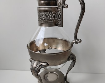 Vintage English Silverplated heaterd coffee tea carafe - heat-resistant carafe - Antique victorian style tableware crockery