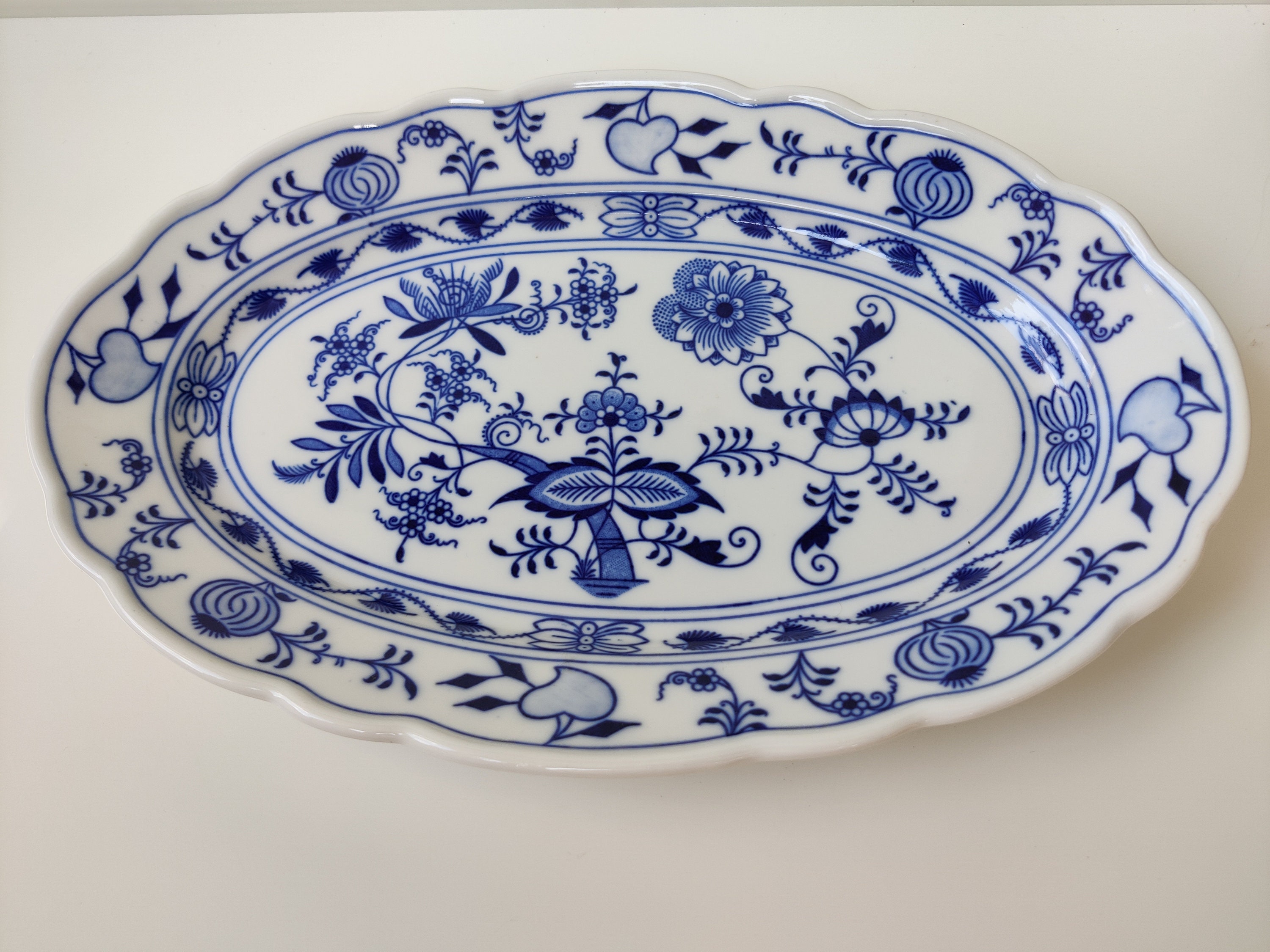 ZWIEBELMUSTER（ツヴィーベルムスター）大皿　6枚　パスタ皿　チェコ製 Original Zwiebelmuster Czechoslovakia Vintage - Blue White Big