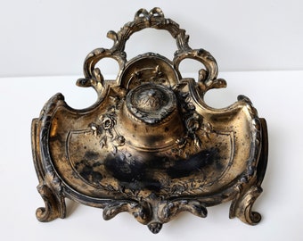 Antieke victoriaanse vergulde inktpot of inktstel - Louis XVI-stijl - depose 902 inkwell - Frankrijk eind 19e eeuw