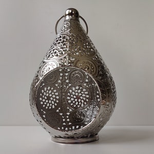 Oriental Moroccan lantern / lamp / tea light candle holder - silver mozaïek filigrain - Fez Marrakech Bohemian Arabesque moorish