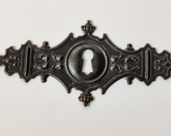 Antique French decoretive keyholes - lock fronts - Victorian rocaille - tin
