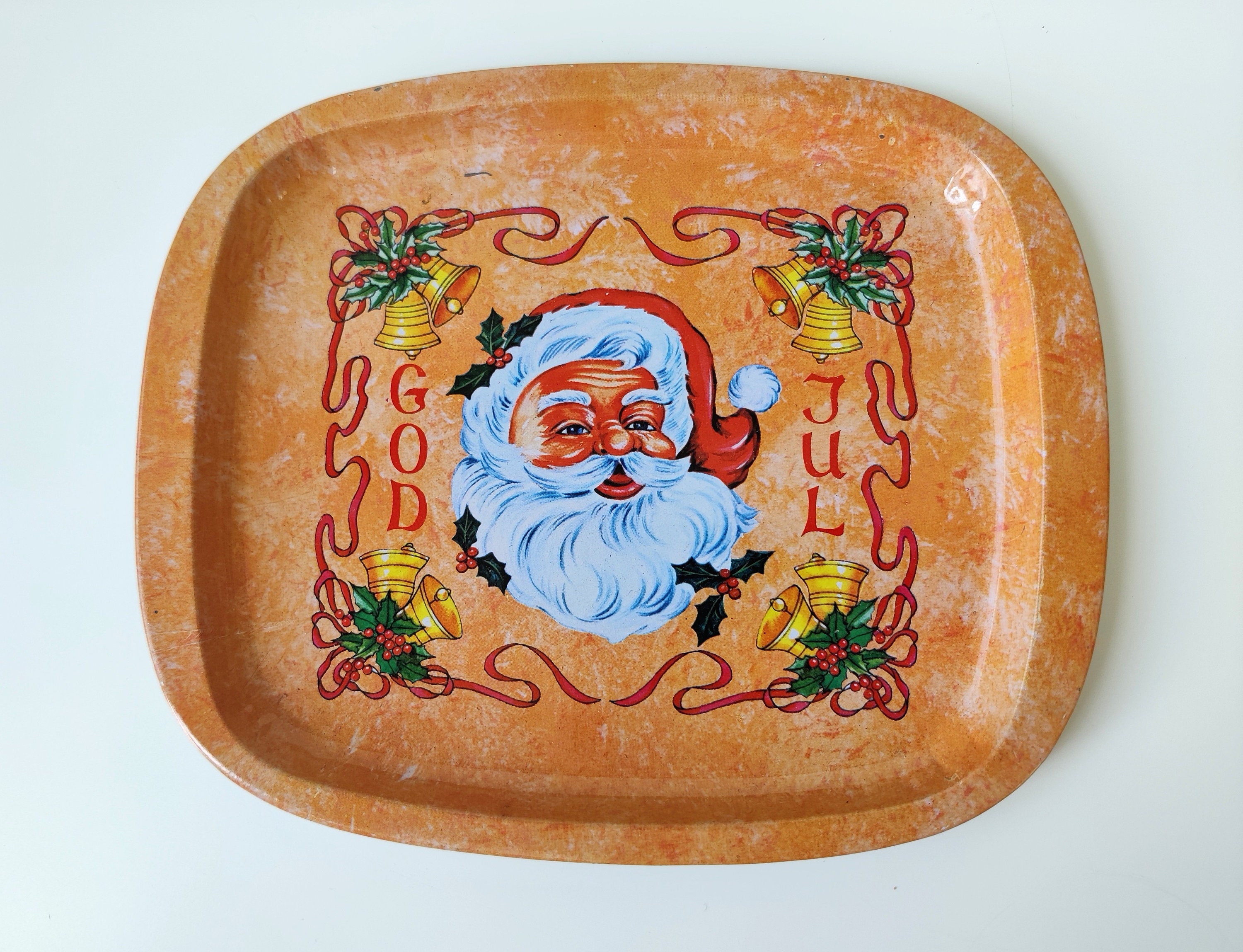 Vintage Swedish Scandinavian Toddy tray - Christmas decorative kitchen - Cookies for Santa Claus Sverige Jul