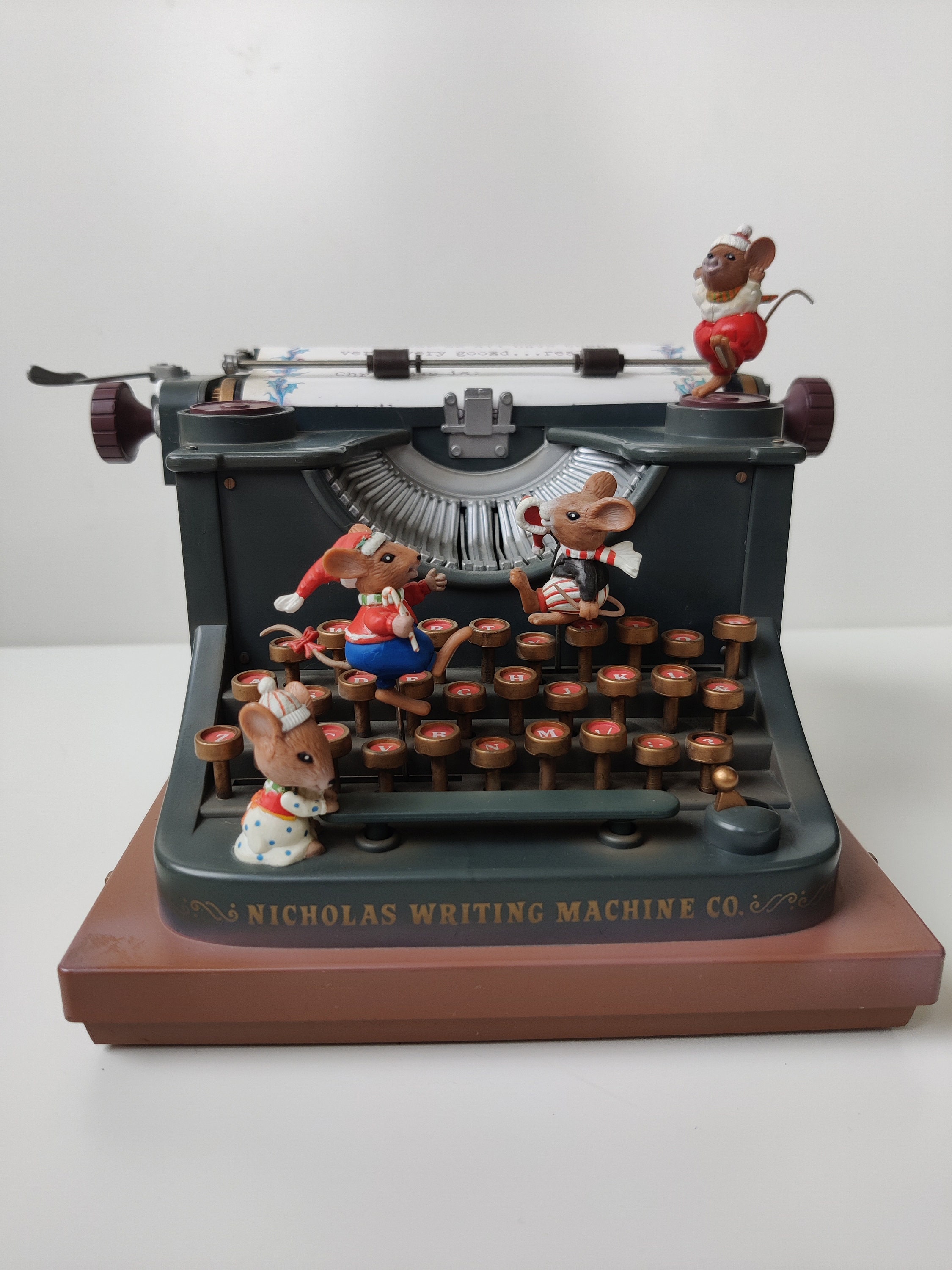 Enesco Mice Vintage Music Box All We Want for Christmas Typewriter