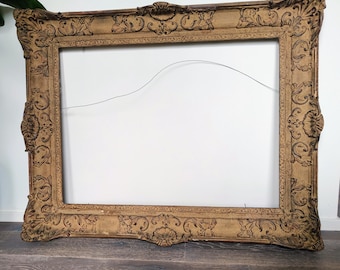Large Antique Gilt Rococo Frame – Ornate Baroque Style Empty Frame – 83 x 103 cm – Statement Wall Decor