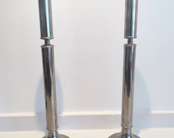 Pair (2) XXL Vintage exclusive design chrome candlesticks candelabra chandelier - Italian vintage design Spoetnik space age