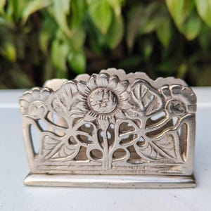 Highly Decorated Art Nouveau Letter Holder – French Antique Desk Accessory for Letters and Business Cards – Jugendstil Design