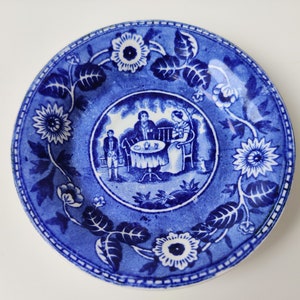Société Céramique - antique plate - The tea drinker - Royal Sphinx Maastricht Petrus Regout - Dutch Antique Art Nouveau tableware lord lady