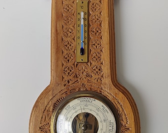 Art Nouveau - Antique holosterie barometer & thermometer - Jugendstil made in Holland - makers sign Zurel, Appingedam