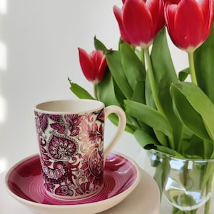Royal Sphinx Maastricht Petrus Regout - Florale antieke kop en schotel - dutch cup and saucer tableware antique crockery