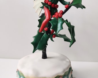 Enesco Vintage Music Box wind up - Four seasons serie - The Holly Fairy Winter - Panchabel Canon in D - A festival of Flower Fairies - 1989