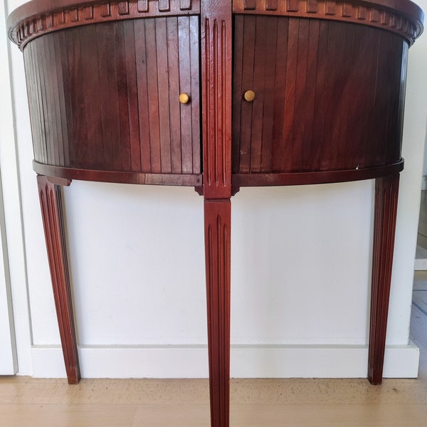 Exclusive refined French Victorian side table / hall table cabinet - Antique Demi Lune Table - Mahogany wooden cabinet with cupboard