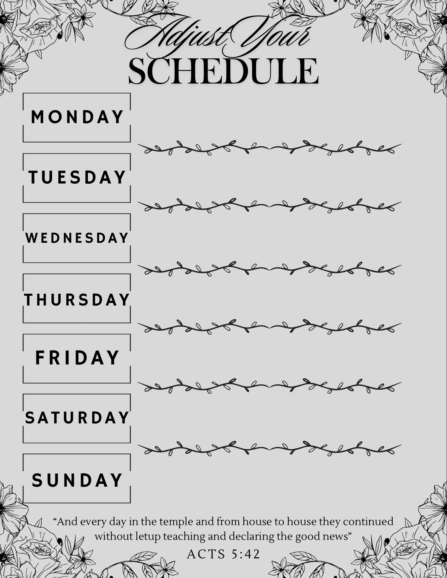 REGULAR PIONEER Weekly Schedule Planner Template Printable or Etsy