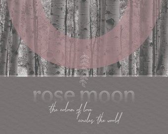 Haiku Moon Series, Rose Moon, Digital Download, Printable Wall Art