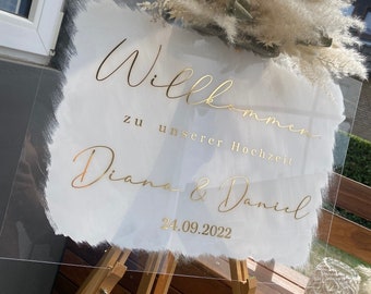 Welcome Sign - Willkommensschild - Hochzeit, Verlobung, Hochzeitsdeko - Acrylschild, Plexiglasschild, Tischnummer, Table number